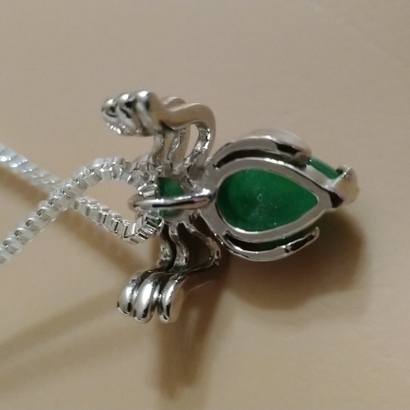 @Sale! jade and silver spider with crystal eyes on a 17" 925 silver - Picture 4 of 6